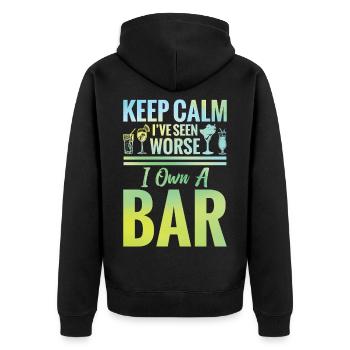 Barbesitzer, Mixologe, Bar-Enthusiast, Kneipenbesitzer, - Unisex Premium Bio Zip Hoodie - Schwarz - Hinten - Nico (187cm)