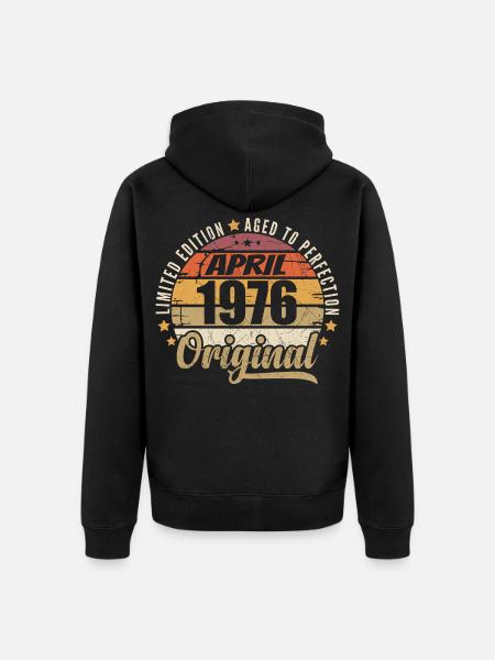 April 1976 Birthday Gift - Unisex Premium Organic Zip Hoodie - black