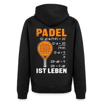 PADEL IS LIFE Padel game Padel Fun - Unisex Premium Organic Zip Hoodie - black - Back - Nico (187cm)