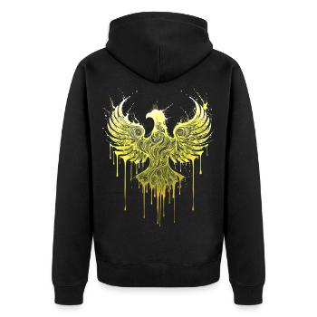 Phoenix of Gold – Noble Eagle Silhouette Street Art - Unisex Premium Organic Zip Hoodie - black - Back - Nico (187cm)