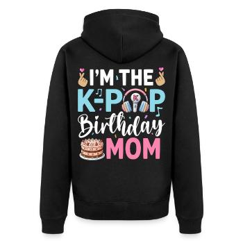Je suis la maman d’anniversaire K-Pop - Veste à capuche bio Premium Unisexe - noir - Dos - Nico (187cm)