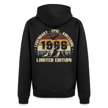 1966 Vintage Vintage Birthday Gift Retro - Unisex Premium Organic Zip Hoodie - black - Back - Nico (187cm)