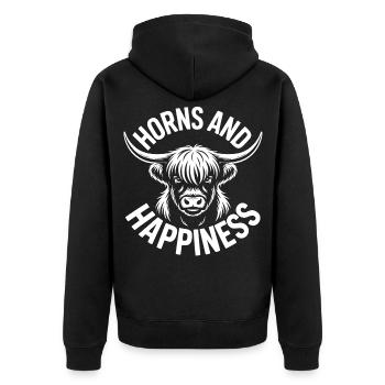 Highland Cow / Highland Beef – I Love Highlands - Unisex Premium Organic Zip Hoodie - black - Back - Nico (187cm)