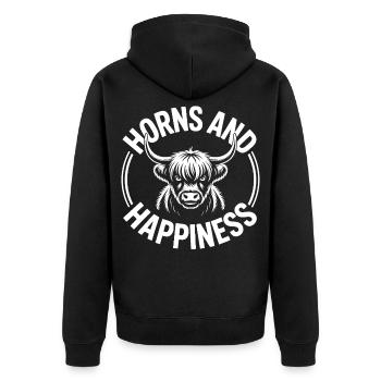Highland Cow / Highland Beef – I Love Highlands - Unisex Premium Organic Zip Hoodie - black - Back - Nico (187cm)