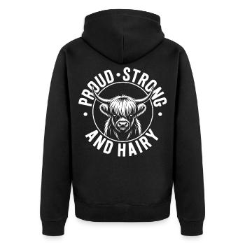 Highland Cow / Highland Beef – I Love Highlands - Unisex Premium Organic Zip Hoodie - black - Back - Nico (187cm)