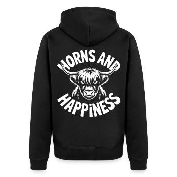Highland Cow / Highland Beef – I Love Highlands - Unisex Premium Organic Zip Hoodie - black - Back - Nico (187cm)