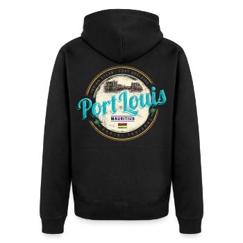 Port Louis Mauritius Indischer Ozean Souvenir - Unisex Premium Bio Zip Hoodie - Schwarz - Hinten - Nico (187cm)