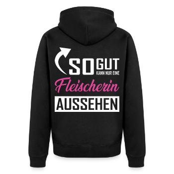 Seul un boucher peut être aussi beau - Veste à capuche bio Premium Unisexe - noir - Dos - Nico (187cm)