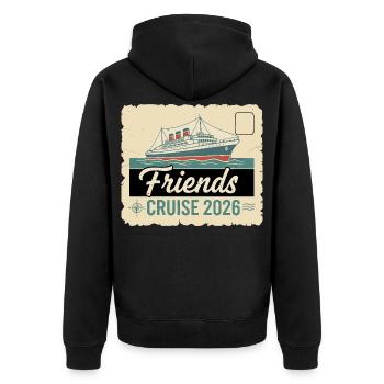 Friends Cruise 2026 Vintage - Unisex Premium Organic Zip Hoodie - black - Back - Nico (187cm)