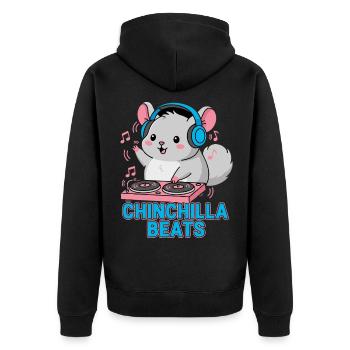 Süße Chinchilla Beats Musik - Unisex Premium Bio Zip Hoodie - Schwarz - Hinten - Nico (187cm)