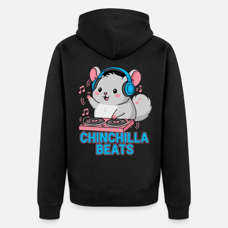 Douce chinchilla bat la musique - Veste à capuche bio Premium Unisexe - noir