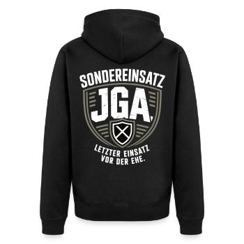 Special operation bachelor party – Last mission before marriage - Unisex Premium Organic Zip Hoodie - black - Back - Nico (187cm)