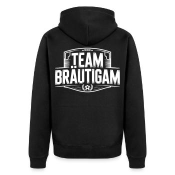 Équipe du marié Football Enterrement de vie de garçon Équipe de mariage - Veste à capuche bio Premium Unisexe - noir - Dos - Nico (187cm)