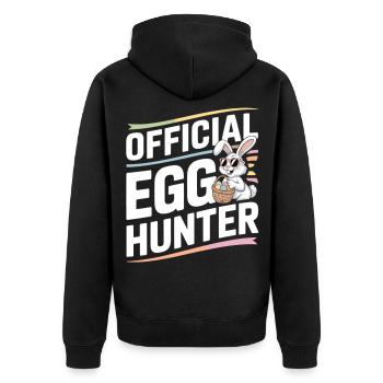 Official Egg Hunter Osterhase Ostern Humor - Unisex Premium Bio Zip Hoodie - Schwarz - Hinten - Nico (187cm)