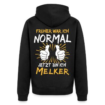 Melker Spruch - Unisex Premium Bio Zip Hoodie - Schwarz - Hinten - Nico (187cm)