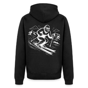 Skieurs Sasquatch Bigfoot en montagne - Veste à capuche bio Premium Unisexe - noir - Dos - Nico (187cm)