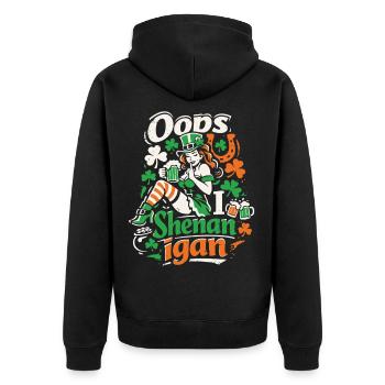Oups, je fais des bêtises La fille de la Leprechaun St Patrick - Veste à capuche bio Premium Unisexe - noir - Dos - Nico (187cm)