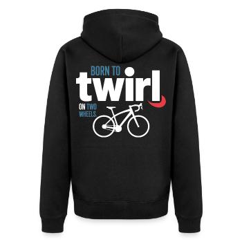 Professional Bicycle Acrobatics Elite Twirl  - Unisex Premium Organic Zip Hoodie - black - Back - Nico (187cm)