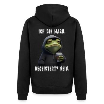 Cadeau de grenouille à café pour les collègues et amis - Veste à capuche bio Premium Unisexe - noir - Dos - Nico (187cm)