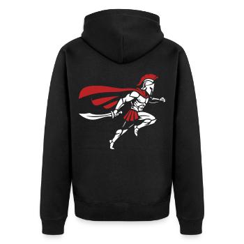 Spartan Sprint Sword Maskottchen Spartan Runner - Unisex Premium Bio Zip Hoodie - Schwarz - Hinten - Nico (187cm)