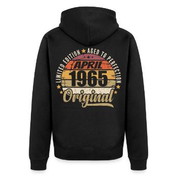 Cadeau D'anniversaire Avril 1965 - Veste à capuche bio Premium Unisexe - noir - Dos - Nico (187cm)