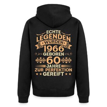 60th Birthday 1966 Vintage Legend Gift - Unisex Premium Organic Zip Hoodie - black - Back - Nico (187cm)