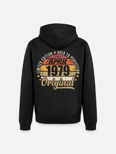 April 1979 Birthday Gift - Unisex Premium Organic Zip Hoodie - black