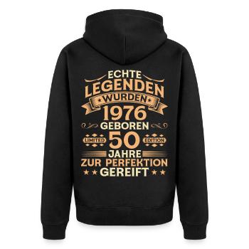 50. Geburtstag 1976 Jahrgang Legende Geschenk - Unisex Premium Bio Zip Hoodie - Schwarz - Hinten - Nico (187cm)