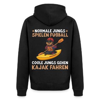 Canoe Cool Guys Go Kayaking - Unisex Premium Organic Zip Hoodie - black - Back - Nico (187cm)