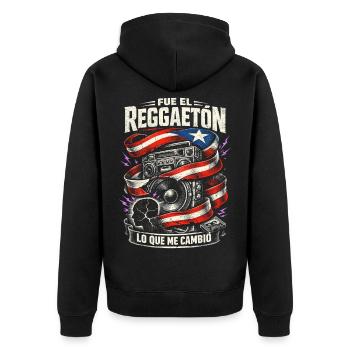 Puerto Rico Fue El Reggaeton Lo Que Me Cambio - Unisex Premium Bio Zip Hoodie - Schwarz - Hinten - Nico (187cm)