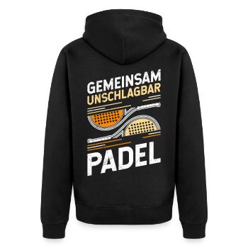 Équipe de padel IMBATTABLE ENSEMBLE EN PADEL - Veste à capuche bio Premium Unisexe - noir - Dos - Nico (187cm)