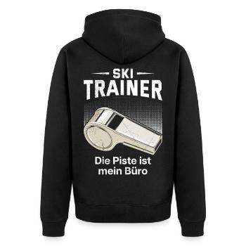 Skiers SKI TRAINOR THE SLOPE IS MY OFFICE - Unisex Premium Organic Zip Hoodie - black - Back - Nico (187cm)