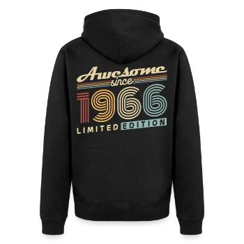 Cadeau de 60e anniversaire 1966 Vintage Retro - Veste à capuche bio Premium Unisexe - noir - Dos - Nico (187cm)