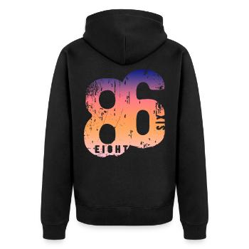 86 Eight Six 1986 - Unisex Premium Bio Zip Hoodie - Schwarz - Hinten - Nico (187cm)