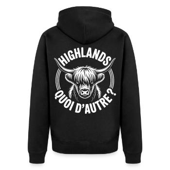Vache Highland Écossaise – Highland Cow - Veste à capuche bio Premium Unisexe - noir - Dos - Nico (187cm)