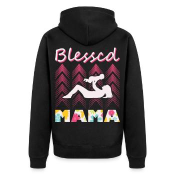 Grateful Mama Floral Flower Mothers Day Shirt - Unisex Premium Organic Zip Hoodie - black - Back - Nico (187cm)