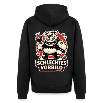 Schlechtes Vorbild Bulldog Cartoon - Unisex Premium Organic Zip Hoodie - black - Back - Nico (187cm)