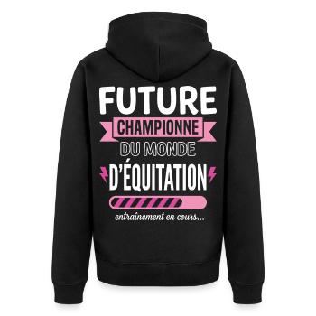 Future Championne Équitation Cavalière - Veste à capuche bio Premium Unisexe - noir - Dos - Nico (187cm)
