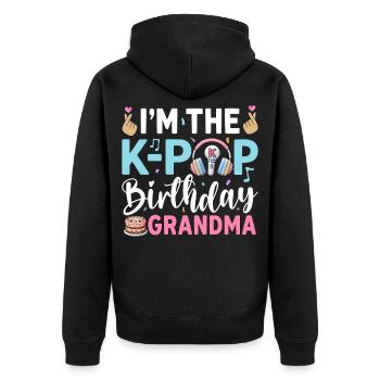 Je suis la grand-mère d’anniversaire de la K-Pop - Veste à capuche bio Premium Unisexe - noir - Dos - Nico (187cm)