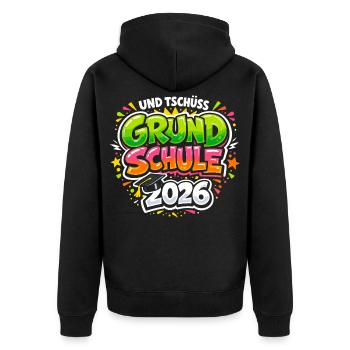 Grundschule Abschluss 2026 Geschafft Geschenk - Unisex Premium Bio Zip Hoodie - Schwarz - Hinten - Nico (187cm)
