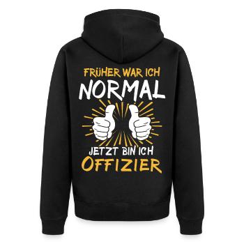 Offizier Spruch - Unisex Premium Bio Zip Hoodie - Schwarz - Hinten - Nico (187cm)