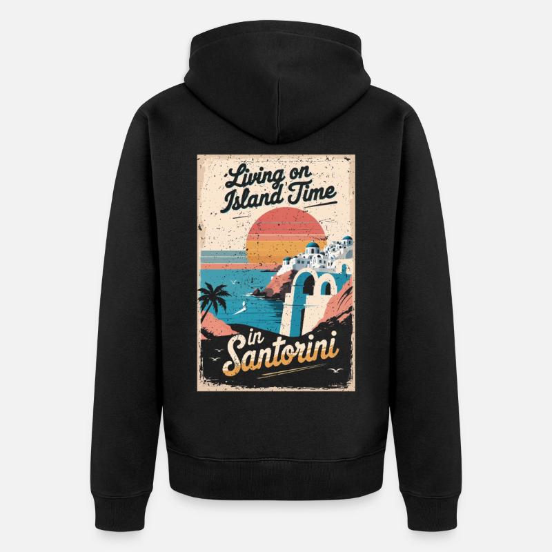 Temps sur l’île à Santorin - Veste à capuche bio Premium Unisexe - noir
