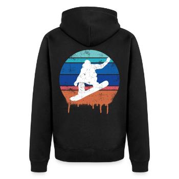 Snowboard Retro - Unisex Premium Bio Zip Hoodie - Schwarz - Hinten - Nico (187cm)