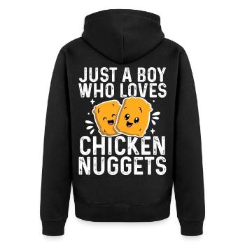 Just A Boy Who Loves Chicken Nuggets Funny Kids  - Unisex Premium Organic Zip Hoodie - black - Back - Nico (187cm)