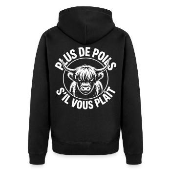 Taureau Highland Monochrome Circulaire - Veste à capuche bio Premium Unisexe - noir - Dos - Nico (187cm)