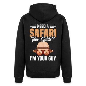 Reiseführer Urlaub Safari Tourguide Reisen - Unisex Premium Bio Zip Hoodie - Schwarz - Hinten - Nico (187cm)