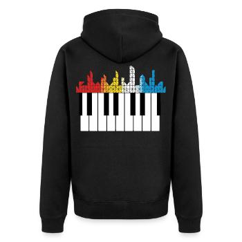 Klavier Piano Musiker Geschenk - Unisex Premium Bio Zip Hoodie - Schwarz - Hinten - Nico (187cm)