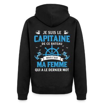 Je Suis Le Capitaine De Ce Bateau Humour Couple - Veste à capuche bio Premium Unisexe - noir - Dos - Nico (187cm)
