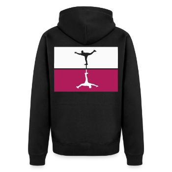 Parkour Balance Freerunning Akrobatik - Unisex Premium Bio Zip Hoodie - Schwarz - Hinten - Nico (187cm)