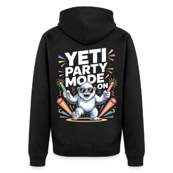 Yeti Party Mode – Funny Party Monster - Unisex Premium Organic Zip Hoodie - black - Back - Nico (187cm)